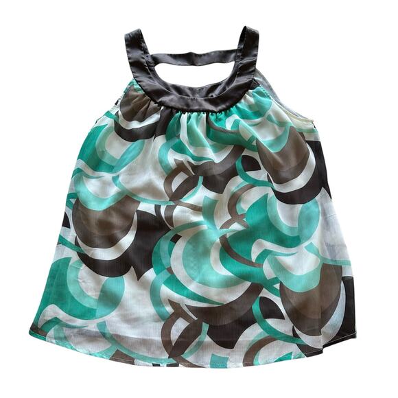 Womens Top Size 18 Teal Cream Brown Geometric Workwear Professional Career - Picture 1 of 8